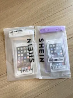 SHEIN スマホ 防水 携帯 ケース ショルダー 白 パープル 2個セット