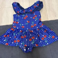 チェリー柄フリル付きワンピース水着 110