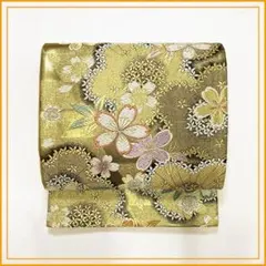 208y41★桜 ラメ袋帯 六通★美品 成人式 結婚式