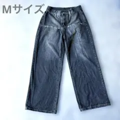 Mサイズ　ダークグレー ワイドレッグデニムパンツ
