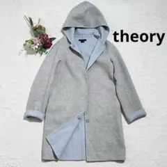 Theory セオリー ダブルフェイスカシミヤ混　フーディーコート theory】 カシミヤ混 ダブルフェイス ロングガウンコート - メルカリ