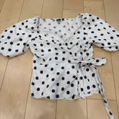 GAP ドット柄 カシュクール ブラウス 半袖のサムネイル