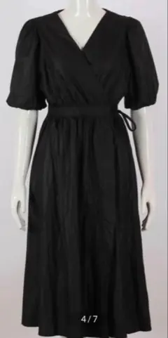 ブラックラップドレス 半袖 Aライン