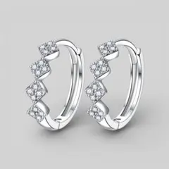 4連　シルバーフープピアス　CZ ジルコニア　S925刻印【両耳セット】