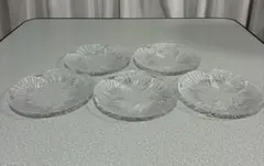 岩田ガラス 気泡入りガラス デザート皿 5客 昭和レトロ 希少品 未使用