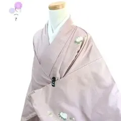 五12 えっと 着物 紬 袷着物 ピンク 花柄