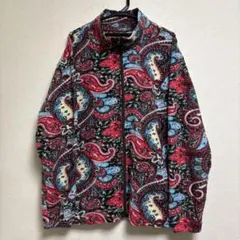 00s 古着　ペイズリー柄　フリースジャケット　赤青
