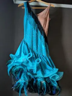 社交ダンスラテンドレス 青と黒Mサイズ