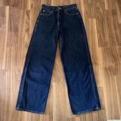 【UNIQLO JEANS】ダークブルー ワイドレッグデニム 58.5