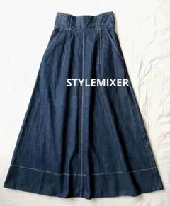 極美品　スタイルミキサー　デニムフレアスカートハイウエスト　マキシ　脚長効果のサムネイル