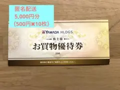 ヤマダ電機 株主優待 5000円分(500円券×10枚)期限：2026年6月末