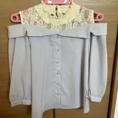 薄紫 オフショルダー シャツ　イング