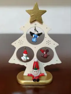 木製 ミニクリスマスツリー 白 オーナメント付き