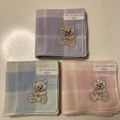 3枚　ギフト　インターモードusingリバティ　くま　テディベア　ガーゼハンカチ