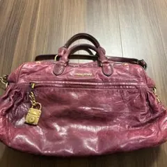 MiuMiu Vitello Lux Hand Bag 2way Pink - メルカリ