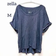 zella Mサイズ ブルーグレー半袖Tシャツ 袖折り返し 無地