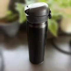 ブラック水筒 蓋付き スリムデザイン　サーモス