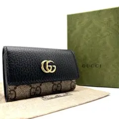 未使用保管品 グッチ 6連 キーケース マーモント GGスプリーム 付属品完備