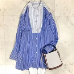 美品 マカフィー トゥモローランド チュニックシャツ ストライプ 綿 