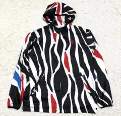 アディダス ナイロン ジャケット パーカー ゼブラカラー バックプリント.