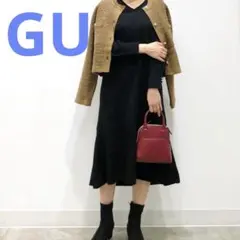 ジーユー　GU フレアニットワンピース　黒M