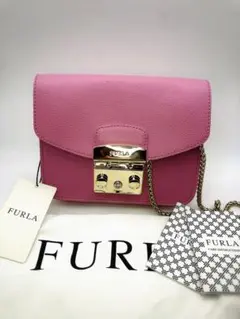 ア*ん様 FURLAフルラ　レザーショルダー　メトロポリスチェーン　オーキッドピ
