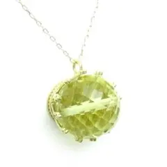 K10YG レモンクォーツ ミラーボール 10mm ペンダントネックレス