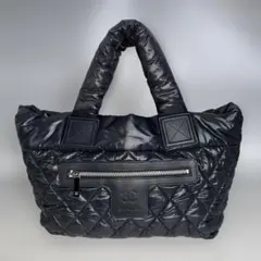 CHANEL 極美品 黒 コココクーン ハンドバッグ ナイロン シャネル