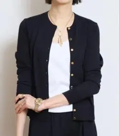 MUSE DeuxiemeClasseクルーネックカーディガン金ボタンブラック