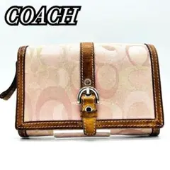希少✨ COACH コーチ 長財布 シグネチャー てんとう虫 ピンク - メルカリ