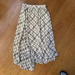 GU チェック柄 ロングスカート ホワイト M