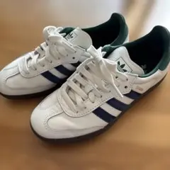 adidas Samba サンバ　ホワイト/ネイビー/グリーン 23.5