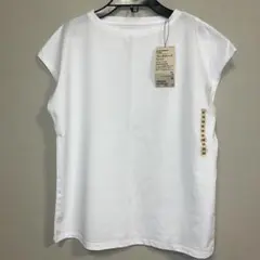 新品タグ付　無印 白 天竺編み フレンチスリーブ Ｔシャツ