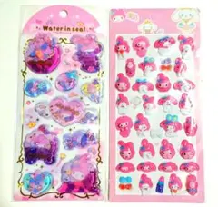 ウォーターインシールマイメロ サンリオシール キラキラシール ぷくぷくシール3D