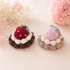 ベビーヘアクリップ いちご 2個セット 赤 女の子 キッズ ハンドメイド