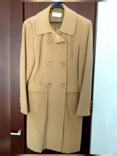ウール100% ロングコート ベージュ ダブルブレスト 韓国