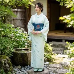 絽　紗　盛夏　小紋　4点セット　蝶々　夏着物　洗える着物　夏1