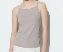 ユニクロ　エアリズムコットンボートネックブラキャミソール　ライトグレー　S