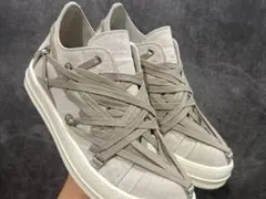 Rick Owens DRKSHDWグレー スエード レースアップ スニーカー