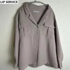 リップサービス 長袖ブラウス シャツ ベルト付き ピンクベージュのサムネイル