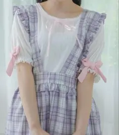 試着のみ　クティールとレトロ　パフスリーブカットソー　ホワイトのサムネイル