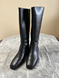 ブラック ロングブーツ 合成皮革