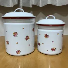 陶器製キャニスター 2個セット ヴィヴィアンローズ柄 木蓋付き