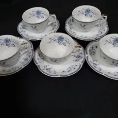 NARUMI フラワーパターン 食器セット 5枚 ケーキ皿 ティーカップ