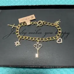 トグル式　チェーンブレスレット　キー、クロス、ハート、スター、キューピッド