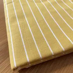 くすみイエロー　ストライプワッシャー生地