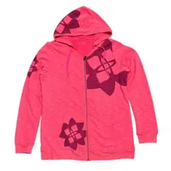 UNDER ARMOUR XL Vネックパーカー 花柄 ピンク