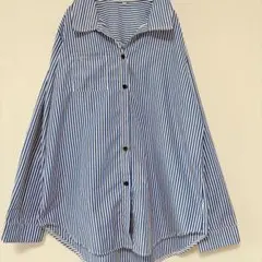 SHEIN シーイン ストライプ柄 オーバーサイズ 長袖シャツ ブルー Lサイズ