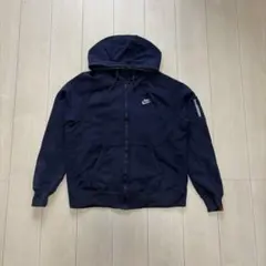 NIKE ネイビー ジップアップパーカー 希少 紺 L シガーポケット 袖赤タグ