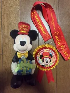ディズニー 2016年 誕生日 バースデー ミッキー ぬいぐるみバッジロゼット